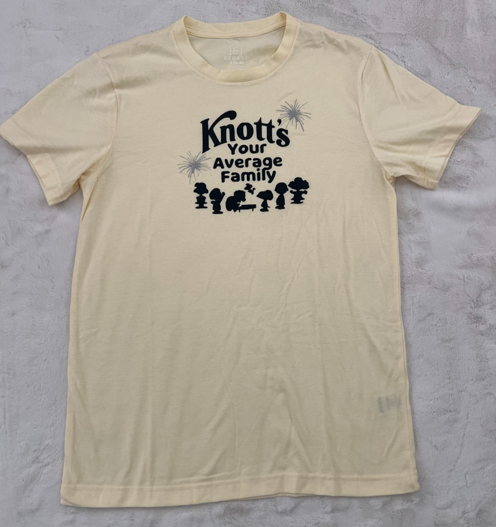 George Men's Knott's Your Average Family Graphic T-Shirt Size S Yellow Tee